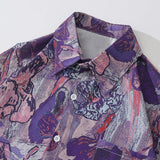 Aolamegs Oversized Men's Shirts Fresh Flower Graphic Print Hip Hop Long Sleeve Tops Summer Fashion High Street Couple Streetwear