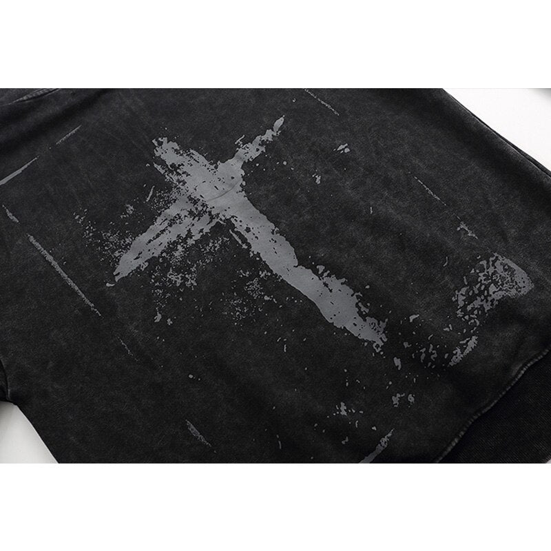 "Street Cross" Graphic Unisex Streetwear Vintage Women Men Y2K Hoodie