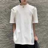 Harajuku Tribal flame – Mens Casual Splicing See Through Chain T Shirt 2024 New Gend