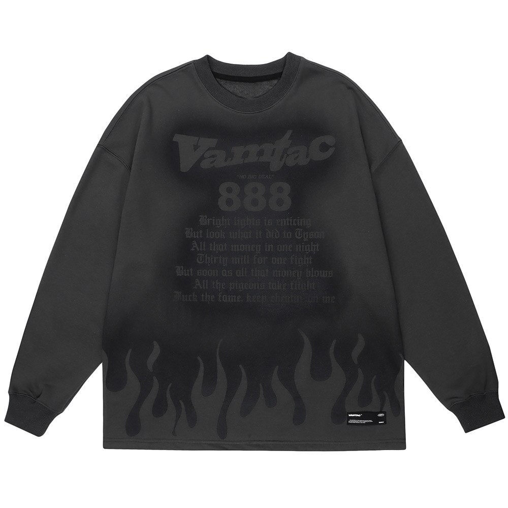 "White Flame" Unisex Men Women Streetwear Graphic Sweatshirt Daulet Apparel