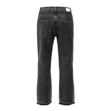 high street washed color match frayed micro flared jeans mens straight spliced retro loose casual denim pants hip hop trousers urban skinny jeans
