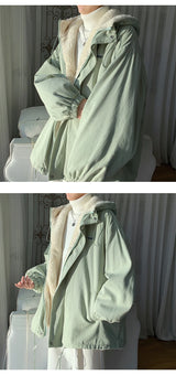 Winter Thick Lamb Fur Jacket Men Warm Fashion Hooded Coat Men Korean Loose Oversized Short Coat Mens Cotton Outwear Jackets