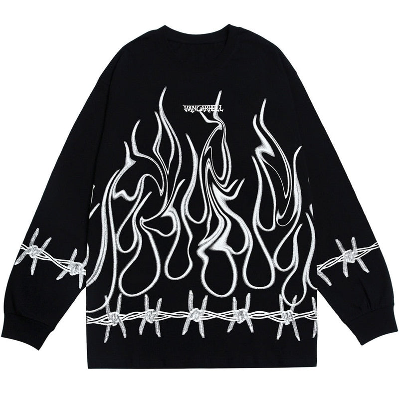 "White Flame Walls" Unisex Men Women Streetwear Graphic Sweatshirt Daulet Apparel