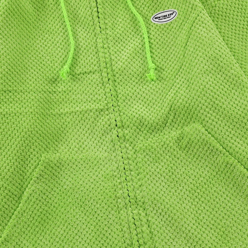 Aolamegs Hoodies Men Twist Knitting Demon Horns Solid Color Zipper Coa