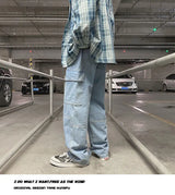 men jeans wide leg denim pants loose straight baggy mens jeans hip hop streetwear skateboard neutral denim trousers cargo jeans unique cargo style 2667