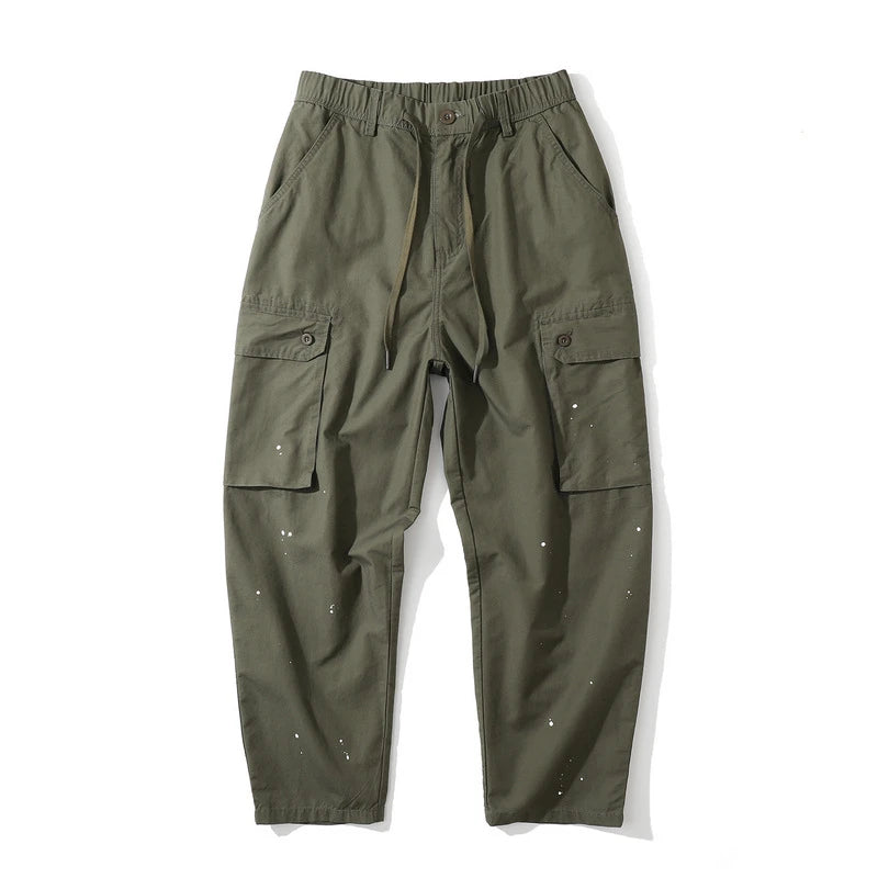 rainbowtouches fashion classic brand mens baggy cargo pants soild color trousers loose straight tooling style lace up overalls unique cargo style 1705