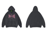 Hip Hop Washed Hoodie Streetwear Sweatshirt Star Print Hooded Pullover