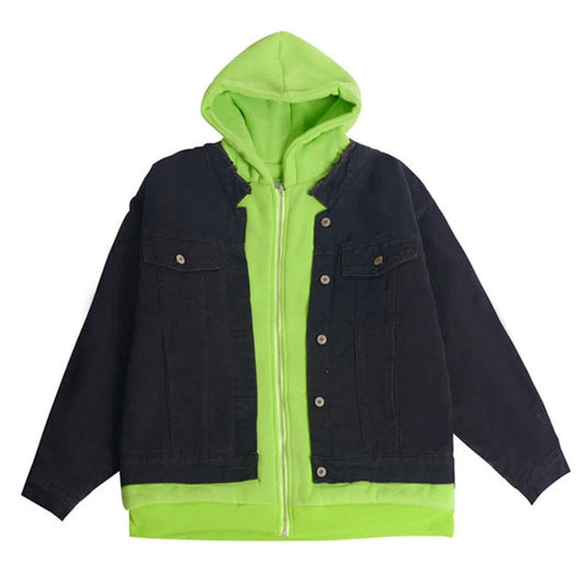 menswear fashion piece featuring rainbowtouches 2021 casual hip hop contrast stitched hoodie double deck pieces plush couple top green jacket comfortable pocket design – premium quality jacket for men