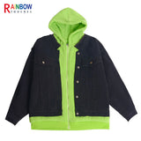 menswear fashion piece featuring rainbowtouches 2021 casual hip hop contrast stitched hoodie double deck pieces plush couple top green jacket comfortable pocket design – premium quality jacket for men