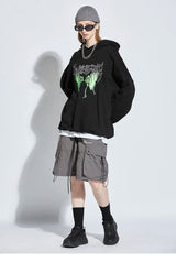2023 Men Hip Hop Hoodie Sweatshirt Dancing Skull Butterfly Print Harajuku Hoodie Streetwear Winter Fleece Hooded Pullover Cotton