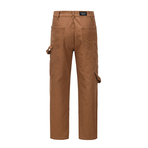 harajuku ankle zipper logging pants overalls mens straight streetwear oversized retro baggy cargo pants loose casual trousers utility cargo pants
