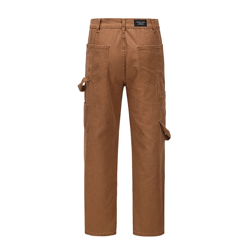 harajuku ankle zipper logging pants overalls mens straight streetwear oversized retro baggy cargo pants loose casual trousers utility cargo pants