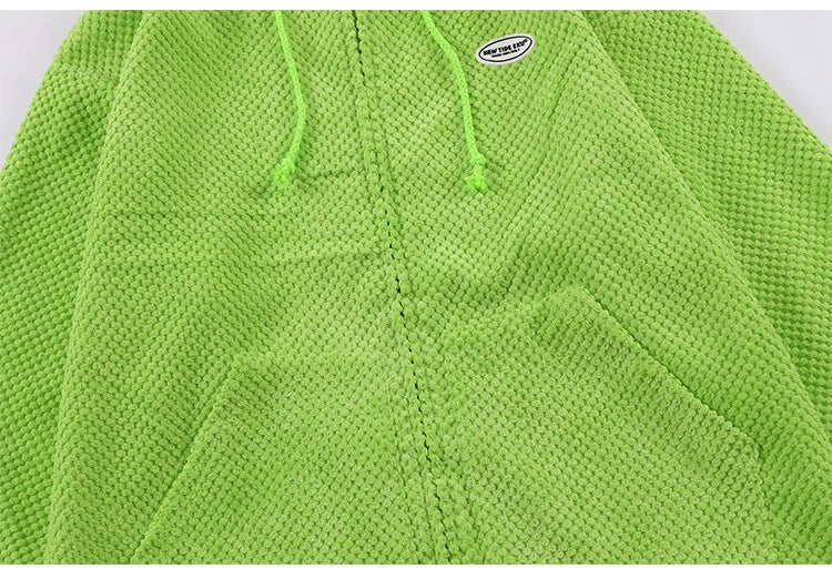 Aolamegs Hoodies Men Twist Knitting Demon Horns Solid Color Zipper Coa