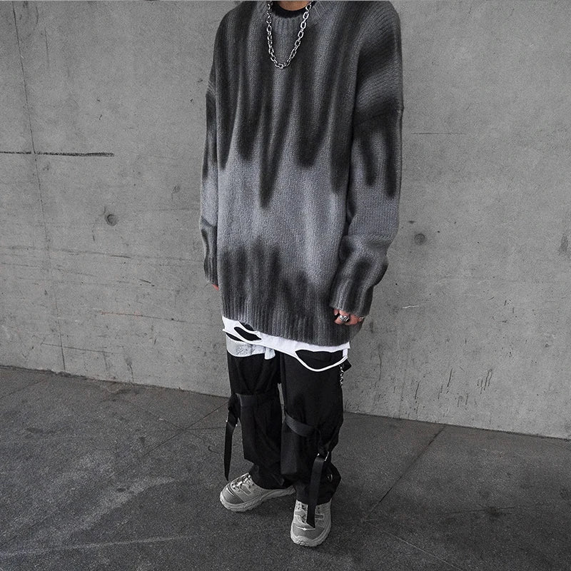 mens oversize sweater casual o neck knitted tops unisex autumn winter new fashion male warm hip hop loose streetwear sweaters high quality cotton pullover, urban wear with bold artwork, trendy hip hop style outerwear