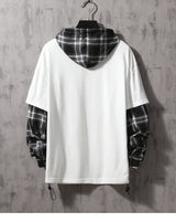 Black Patchwork Hoodies Autumn Spring Mens Sweatshirts Hiphop Punk Str