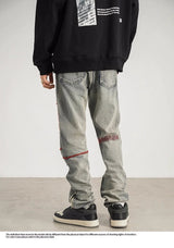 destroyed ripped straight jeans pants mens distressed biker jeans fashion irregular embroidery streetwear hip hop pants joggers casual joggers