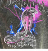 Sadcore Aesthetic print tee – Men Washed T Shirt Hip Hop Streetwear Lightning Snake Print