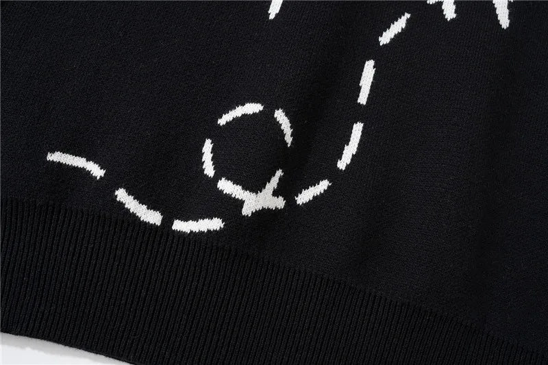 hip hop letter knitted oversize sweater men harajuku o neck long sleeve pullover streetwear casual loose sweater jumper knitwear - gothic aesthetic hoodie for winter, soft fleece-lined outerwear, graphic printed hoodie for men and women