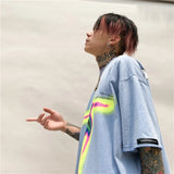 Vaporwave Aesthetic print tee – Distorted Portrait Printing Short Sleeved T Shirt Hip Hop Su