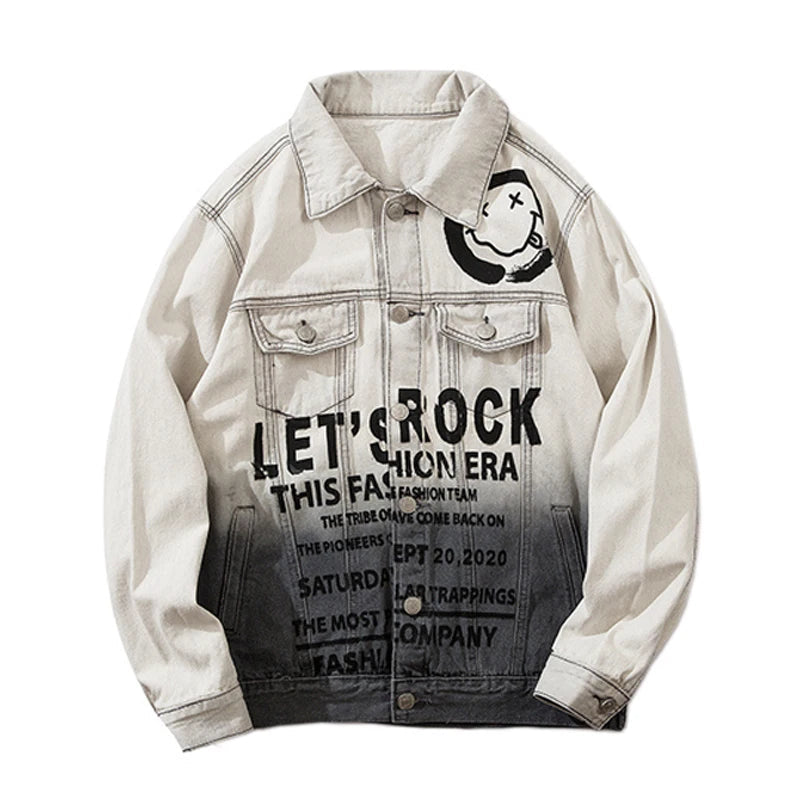 graphic outerwear featuring mens denim jackets fashion fade color single breasted hip hop streetwear coats new spring harajuku printed outerwear jacket coat design – premium quality jacket for men