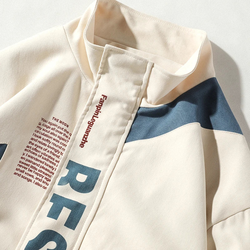 leather panel street jacket, daily drip, bold print, trendsetting, statement piece, cool aesthetic, high quality material [642e9]