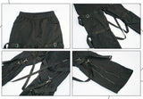 back zipper loose elastic waist cargo pants autumn new streetwear drawstring pants trousers men harajuku twine belts casual pant unique cargo style 4329
