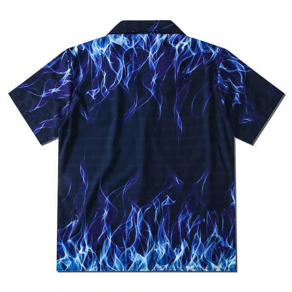 Dark Icon Blue Flame Polo Shirt Men Summer Light Weight Material Hawaiian Shirts Streetwear Men's Shirt