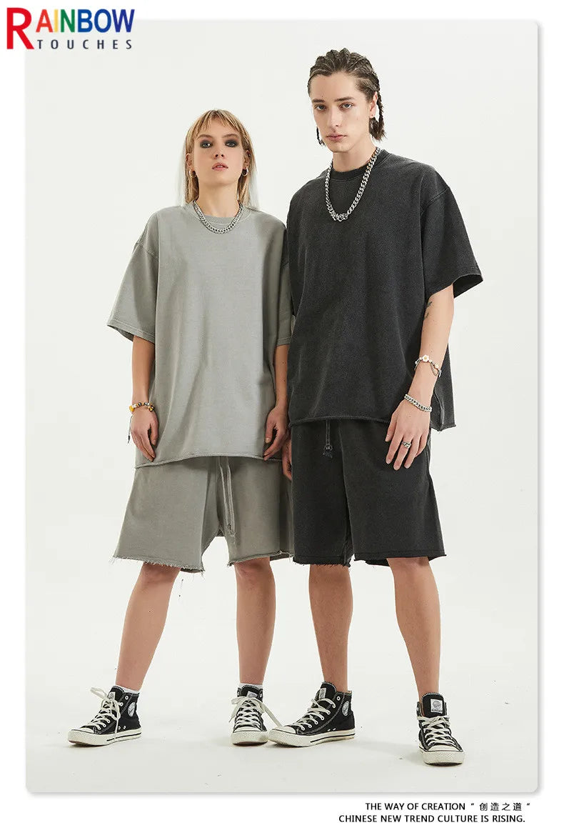 Rainbowtouches Summer Mens New Shorts Fringes Tassels Washing Casual High Street Solid Color Cotton Tidal Current Hawaii Boys