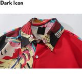 Dark Icon Patchwork Oversized Men's Shirt 2020 Summer Turn-down Collar Loose Shirts Men
