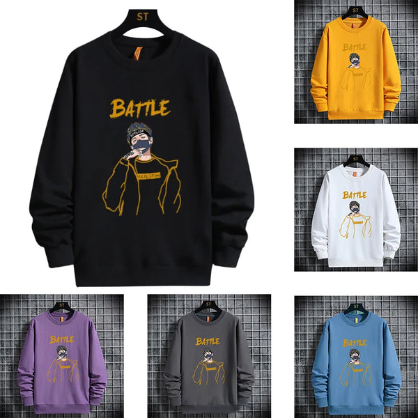 2021 Spring Autumn Mens Sweatshirts Korean Fashion Streetwear Print Ho