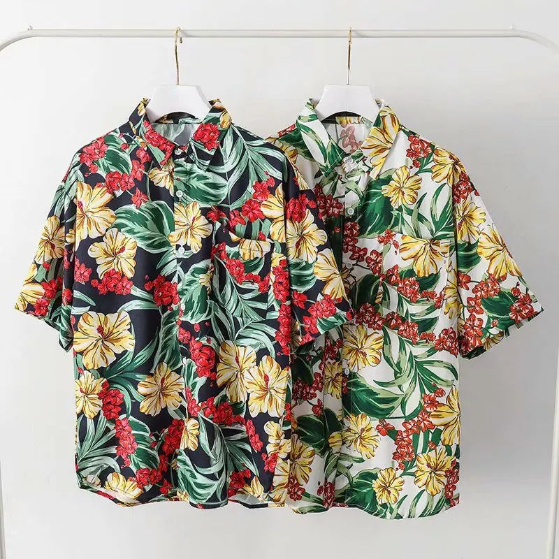 Casual Mens Shirts Fashion Bermuda sandy beach Printed short sleeve Men Shirts Streetwear Jogger Sports undershirt Homme chemise