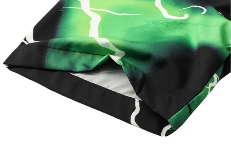 Trapwear Oversized shirt – Gonthwid Hawaiian Beach Shirts Streetwear Lightning Print Sh