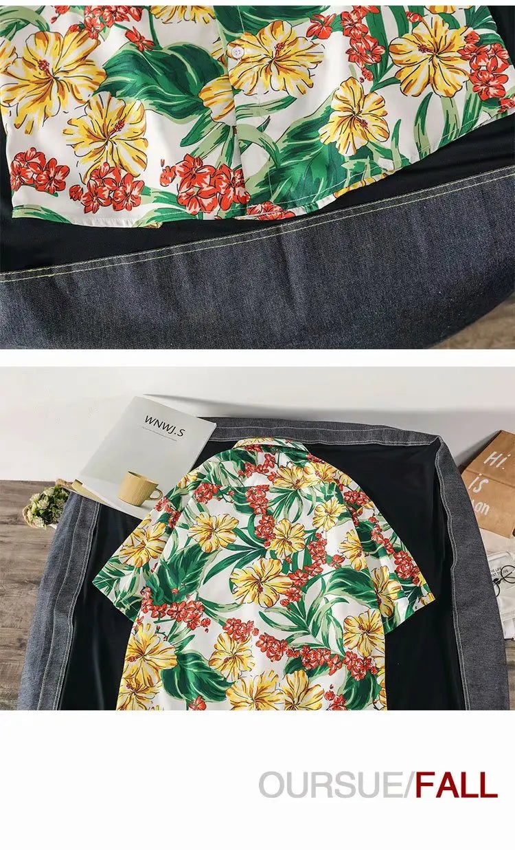 Casual Mens Shirts Fashion Bermuda sandy beach Printed short sleeve Men Shirts Streetwear Jogger Sports undershirt Homme chemise