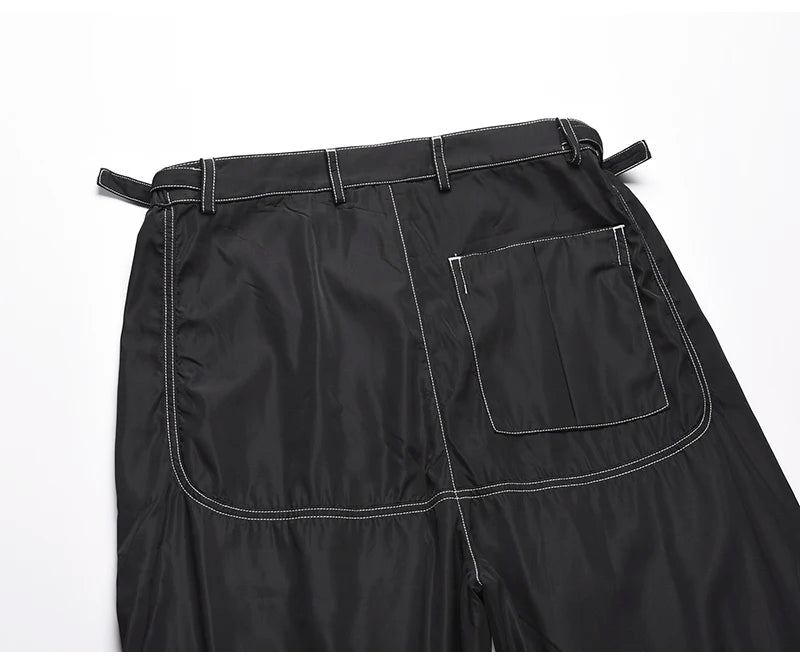 men pockets cargo pants new fashion zipper loose fit harajuku military trousers casual hip hop sportswear streetwear black pants unique cargo style 2506