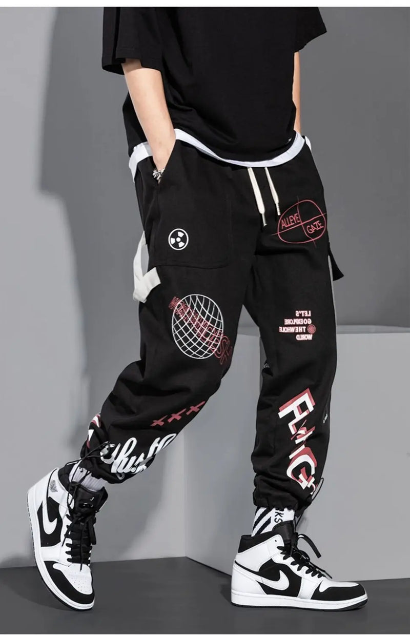 men pants spring and autumn cargo pants man fashion hip hop casual pants loose korean drawstring men joggers sweatpants unique joggers style 2464