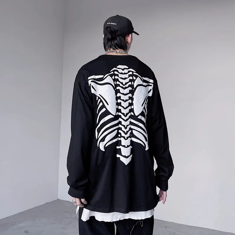 Gothic Streetwear – Hip Hop Streetwear Tshirt Mens Harajuku Skull Printed T Shir – Urban Streetwear for Men & Women