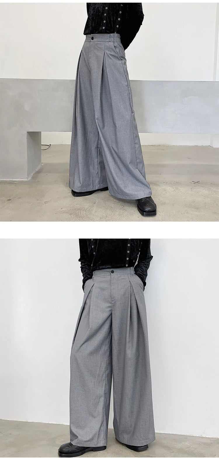pants men high waist casual wide leg suit pant male vintage fashion japan korea streetwear loose long trousers unique default style 966