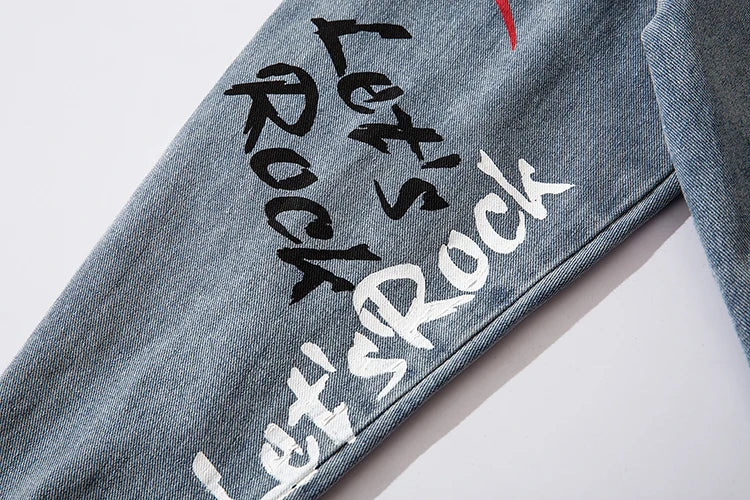 trendy coat featuring mens graffiti letter denim jackets fashion turn down collar long sleeve coats outerwear hip hop casual streetwear jeans jackets design – premium quality jacket for men