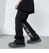 fashion letters embroidery denim flare jeans mens high street elastic waist straight trouser hip hop streetwear pants joggers unique joggers style 4799