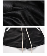 Men Hip Hop Loose Shorts Elastic Waist Shorts Fashion Satin Shorts Zipper Pocket Casual Drewstring Streetwear Sportswear Joggers
