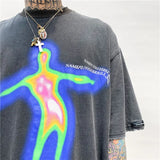 Vaporwave Aesthetic print tee – Distorted Portrait Printing Short Sleeved T Shirt Hip Hop Su