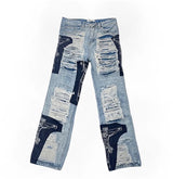 men high street denim jean pants casual loose destroyed ripped holes straight jeans fashion patchwork hip hop streetwear joggers unique joggers style 4507