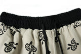 Mens Paisley Printed Hip Hop Loose Shorts Elastic Waist Sweat Shorts Casual Harajuku Drawstring Streetwear Sportswear Joggers