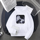 Hip Hop Streetwear Hoodie Sweatshirt Illusion Girl Letter Print Pullov