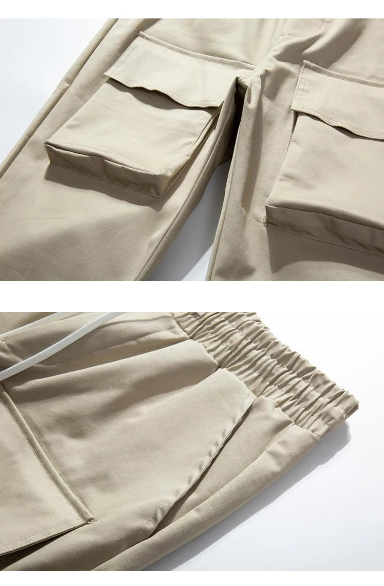 mens high street loose fit elastic waist pants bottom zipper patchwork cargo pants hip hop drawstring sportwear pants joggers unique joggers style 5429