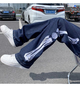 skeleton embroidery straight jean pants couples mopping trousers mens streetwear denim pants mens clothing jeans for men baggy unique jeans style 2814