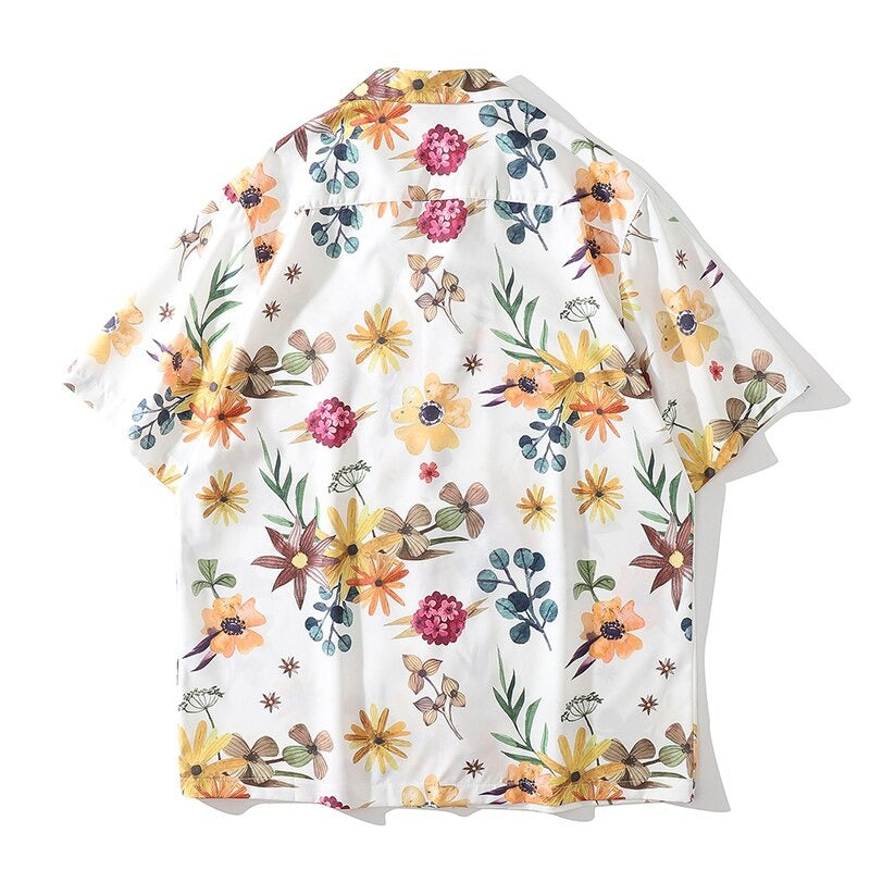 "White Flowers" Unisex Men Women Streetwear Graphic Shirt Daulet Apparel