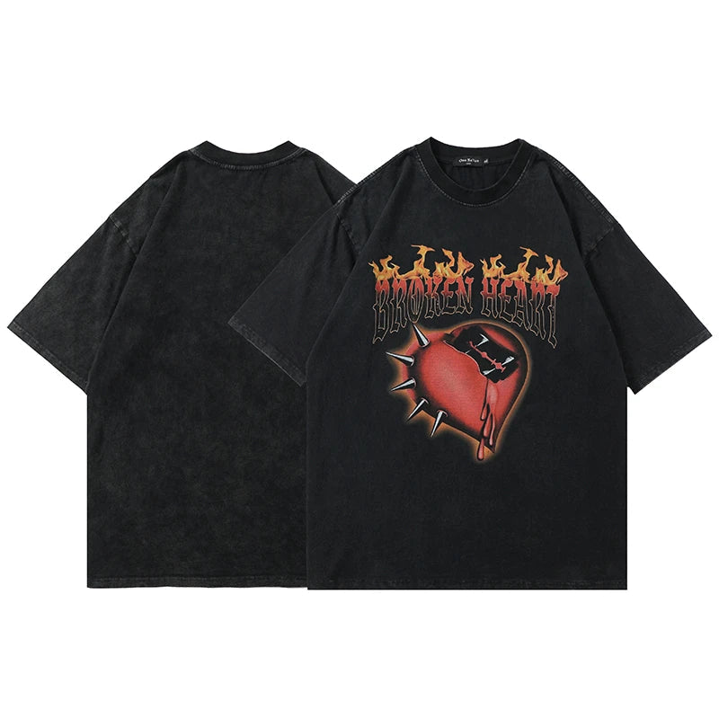 Glitchcore Fashion – Rainbowtouches Oversized T Shirt Hip Hop Unisex Washed T Shi – Modern Streetwear for Everyone