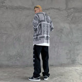 hip hop paisley printed ripped knitted holes sweater mens autumn winter long sleeve pullover streetwear loose sweaters clothing Y2K vintage urban hoodie, aesthetic street look hoodie, streetwear fashion hoodie