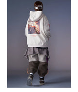 Men Hip Hop Hoodie Sweatshirt Retro Painting Print Harajuku Hooded Pul